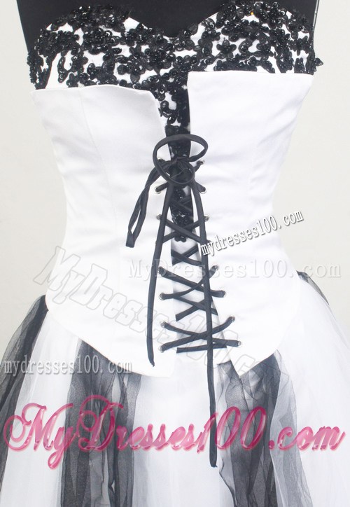 Black and White Prom Gown with Front Short and Back Long