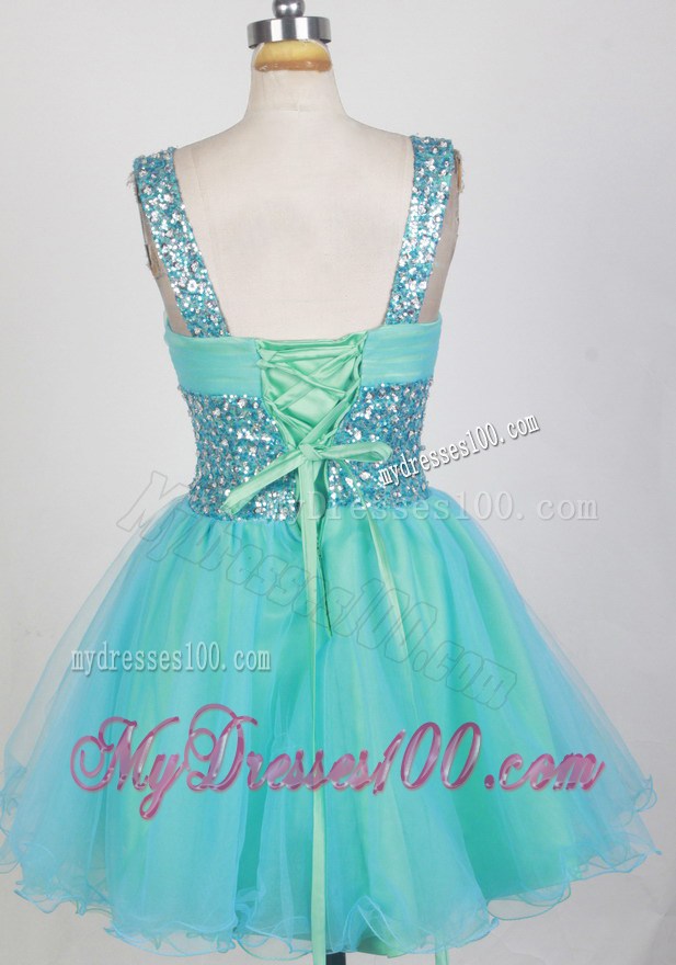 Beading Decorate Waist and Straps Mini Organza Prom Gown