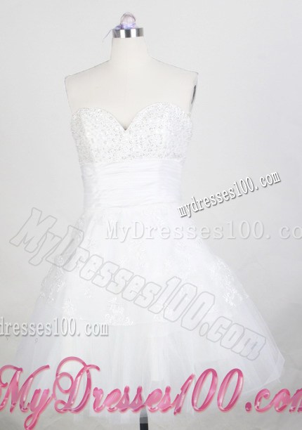 White A-line Organza Beaded Prom Gown Of Mini-length