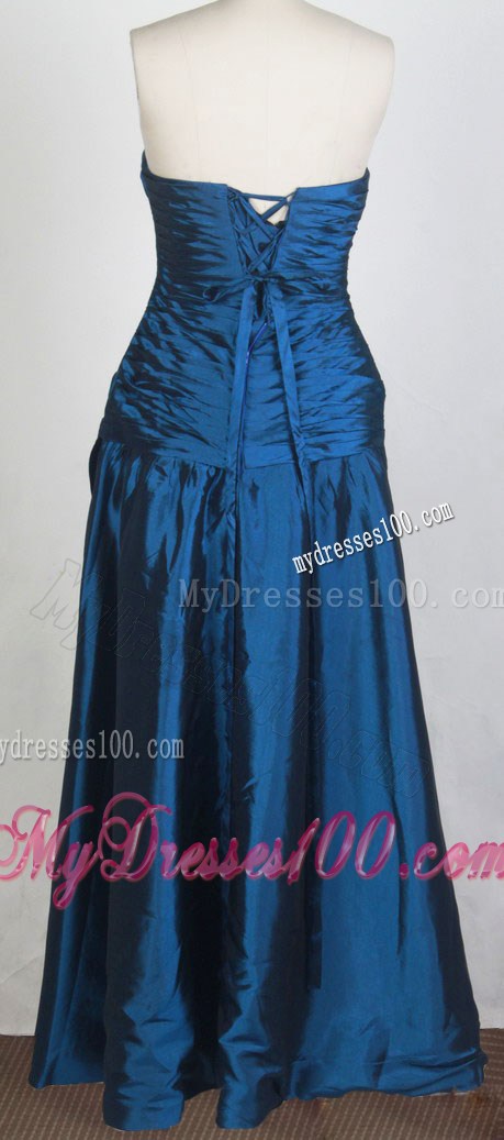 Column Strapless Prom Dress with Ruching and Beaded Appliques