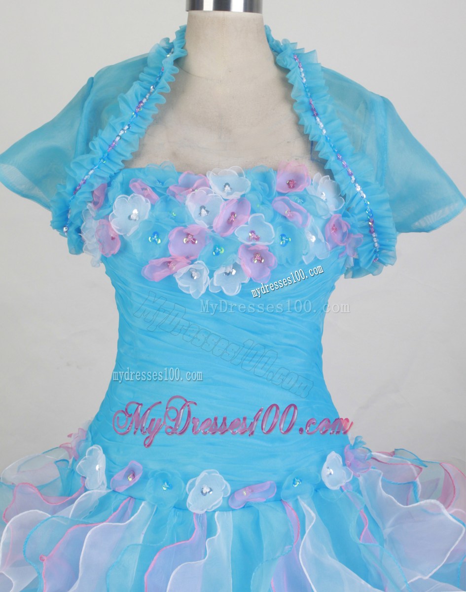 Organza Ruffles Flowers Colorful Quinceanera Dresses with Jacket