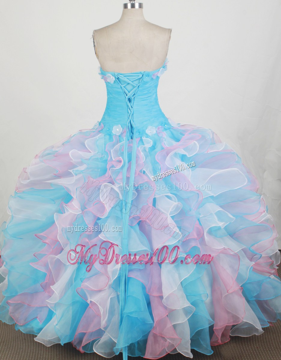 Organza Ruffles Flowers Colorful Quinceanera Dresses with Jacket