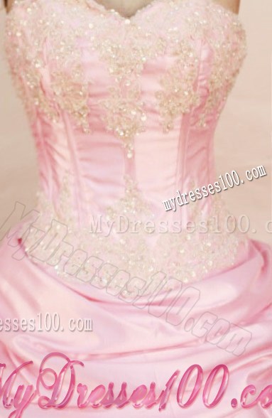Pink Sweetheart Chapel Train and Pick-ups Sweet 15 Dress