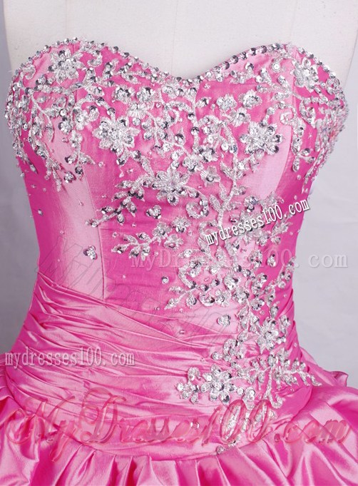 2013 Pink Sweetheart Quinceanera Dresses with Rhinestones and Pick-ups