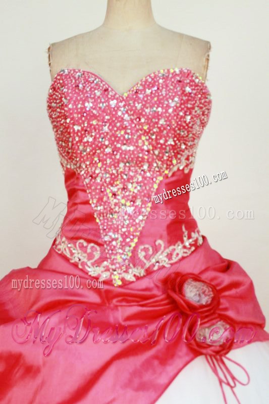 Classical Beading Hot Pink and White Quinceanera Party Dresss