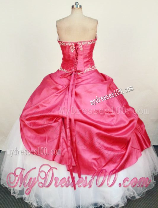 Classical Beading Hot Pink and White Quinceanera Party Dresss
