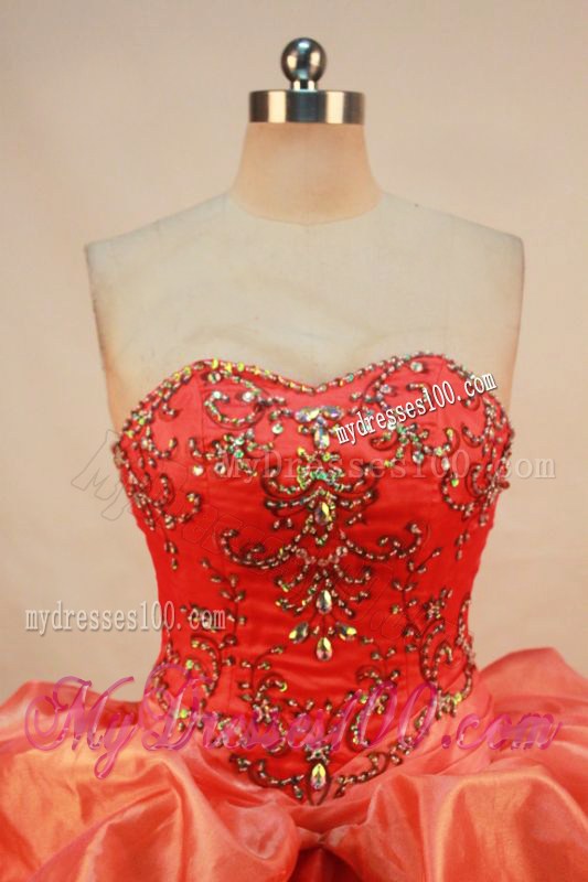 Beaded Appliques Pick-ups Two-toned Orange Quinceanera