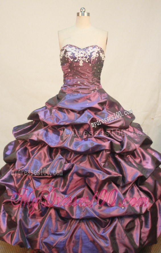 Affordable Sweetheart Purple Taffeta Pick-ups Quinceanera Dress