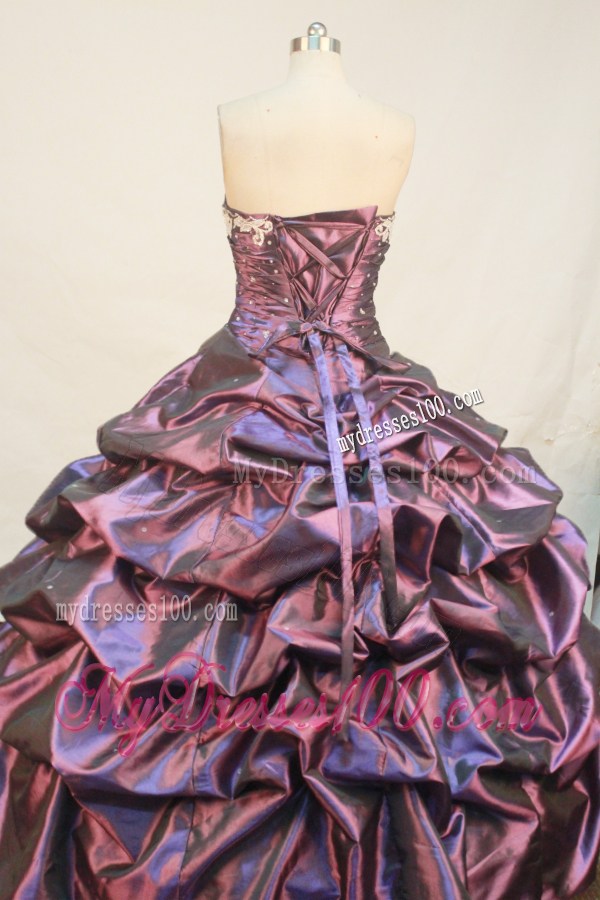 Affordable Sweetheart Purple Taffeta Pick-ups Quinceanera Dress