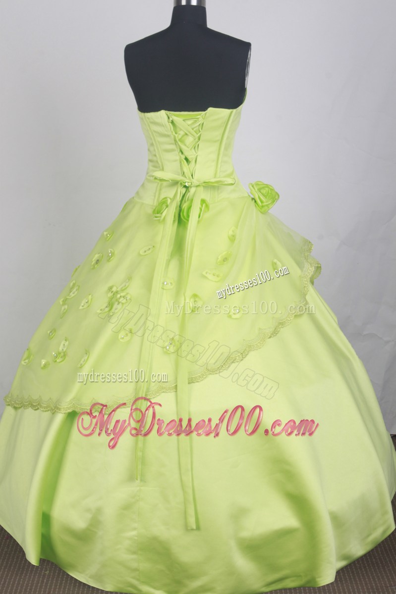 Beaded and Appliqued Dress for Quinceanera inYellow Green