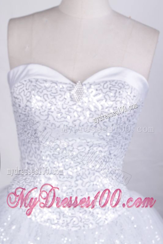 White A-line Sweet Sixteen Quinceanera Dresses with Sequins