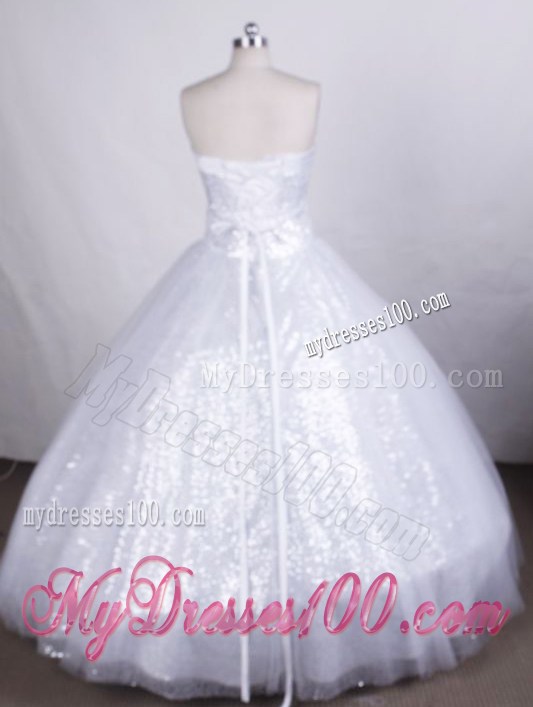 White A-line Sweet Sixteen Quinceanera Dresses with Sequins