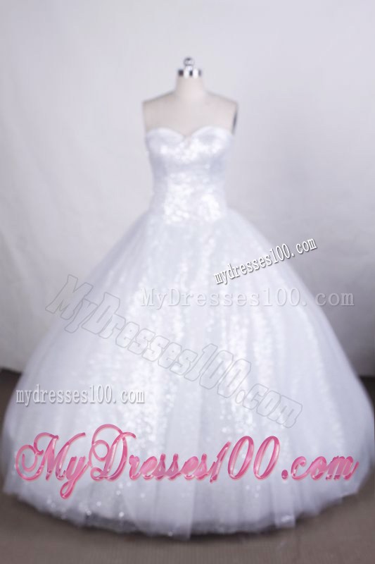 White A-line Sweet Sixteen Quinceanera Dresses with Sequins