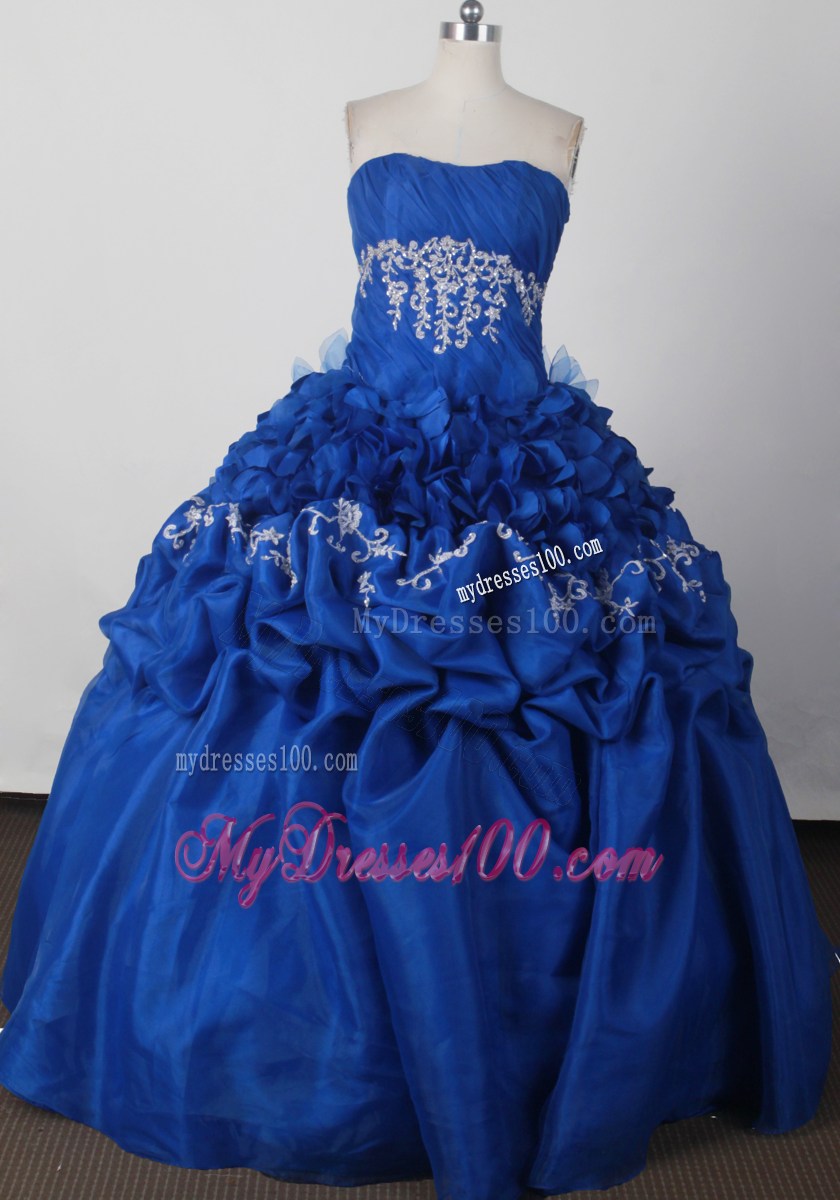 2013 Beautiful Royal Blue Strapless Beaded Bust Quinceanera Dress