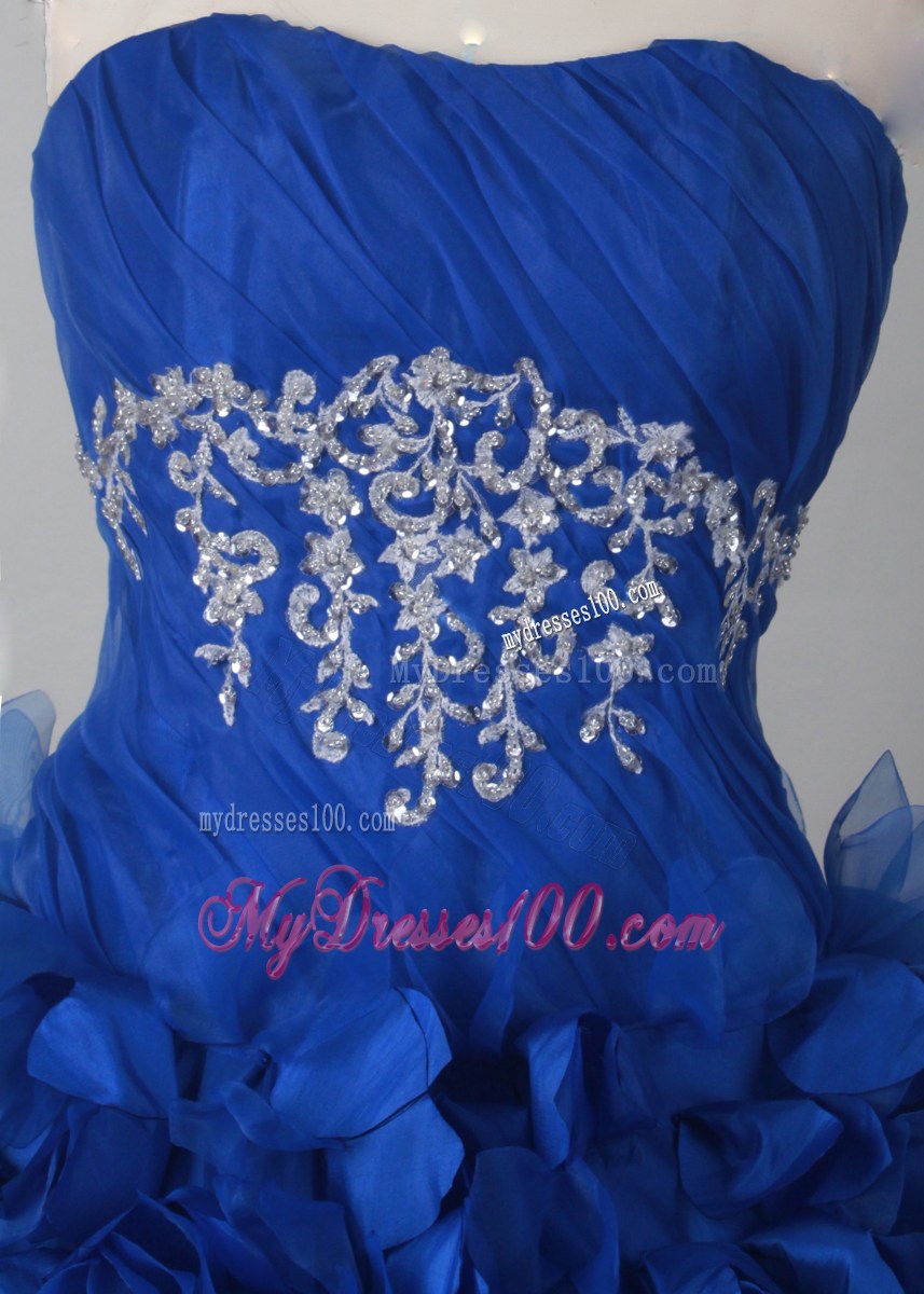 2013 Beautiful Royal Blue Strapless Beaded Bust Quinceanera Dress