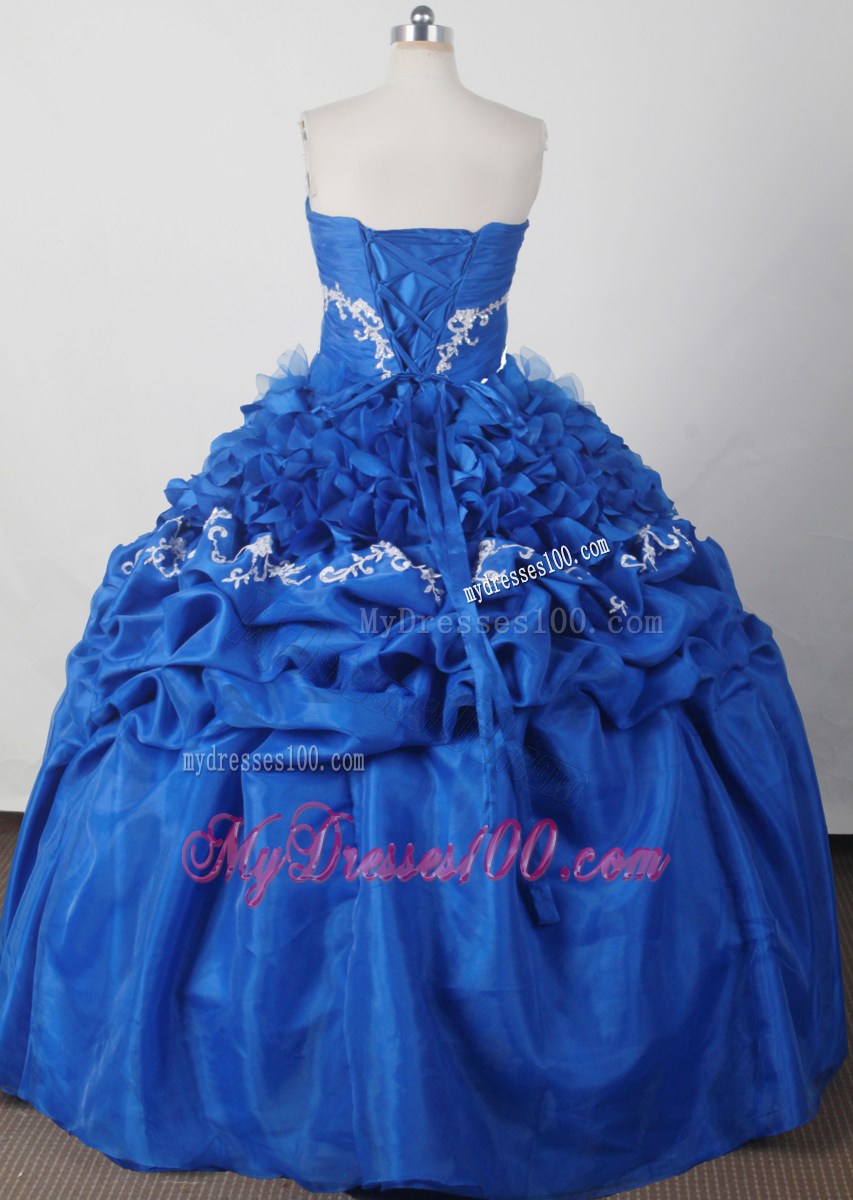 2013 Beautiful Royal Blue Strapless Beaded Bust Quinceanera Dress