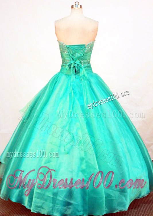 A-line Strapless Floor-length Quinceanera Gown with Flowers