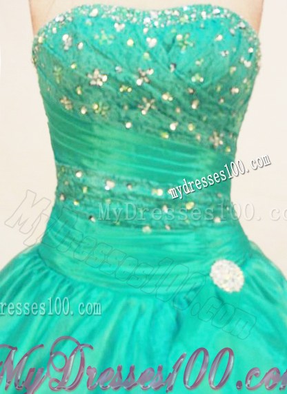 A-line Strapless Floor-length Quinceanera Gown with Flowers