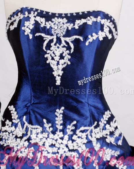 Blue Ball Gown Strapless Lace Up Sweet 15 Dresswith Pick-ups