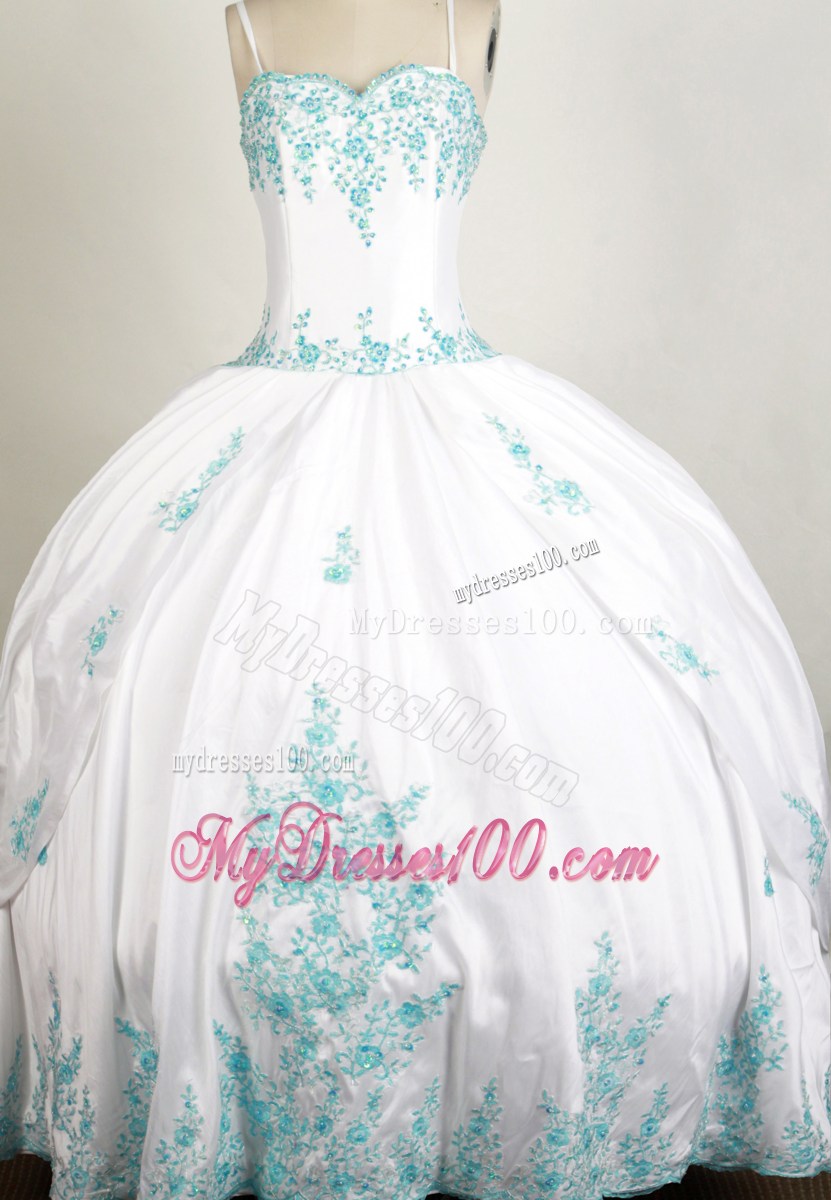 Spaghetti Straps White Long Quinceanera Dress with Beading