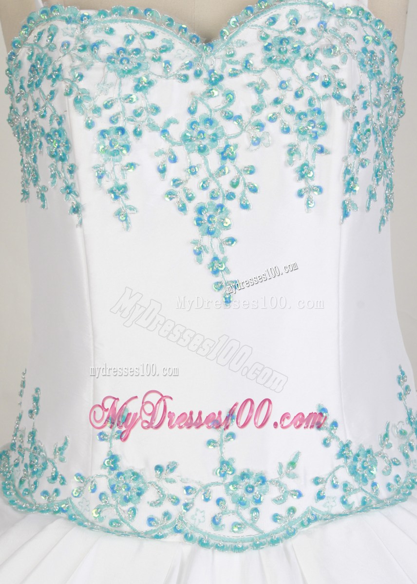 Spaghetti Straps White Long Quinceanera Dress with Beading