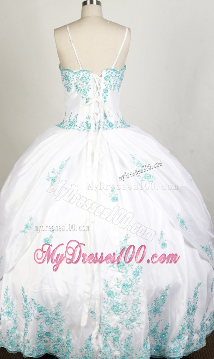 Spaghetti Straps White Long Quinceanera Dress with Beading