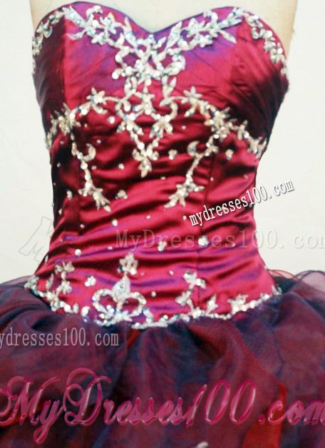 Purple Ball Gown Sweetheart Appliques Quinceanera Dresses