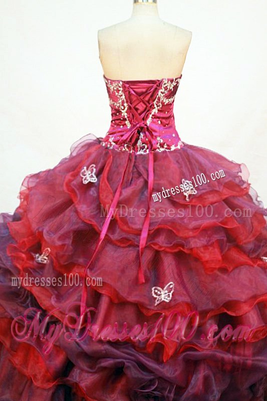 Purple Ball Gown Sweetheart Appliques Quinceanera Dresses