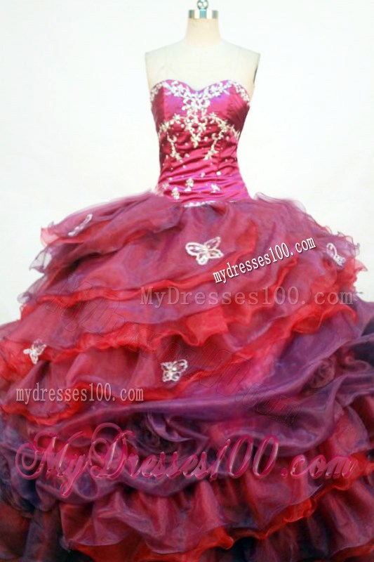 Purple Ball Gown Sweetheart Appliques Quinceanera Dresses