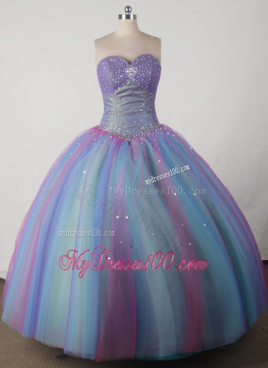 Gorgeous Colored Tulle Dress for Quinceanera with Beading