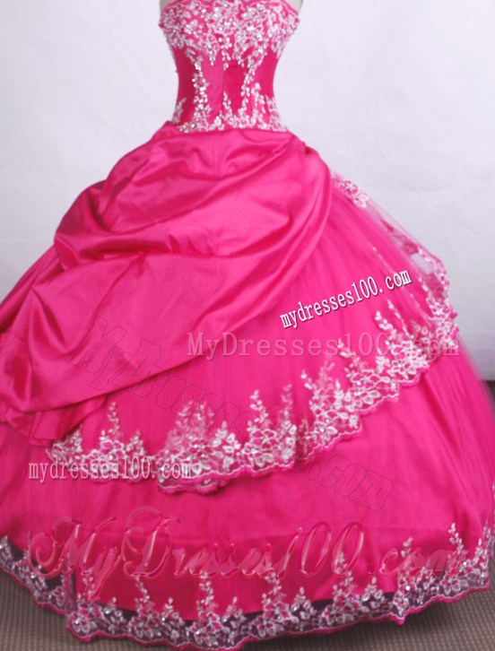 Ball Gown Sweetheart Hot Pink Quinceanera Dress with Appliques
