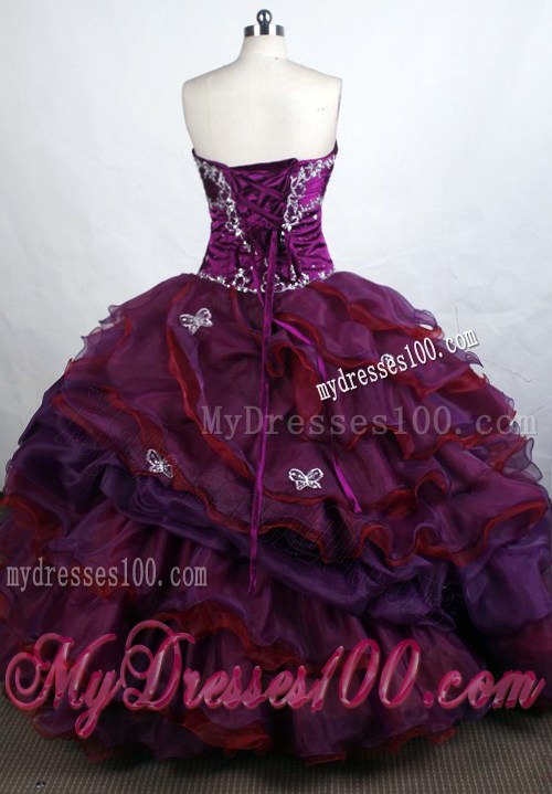 Beautiful Appliques Sweetheart Purple Layered Quinceanera Dress