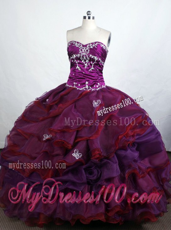 Beautiful Appliques Sweetheart Purple Layered Quinceanera Dress