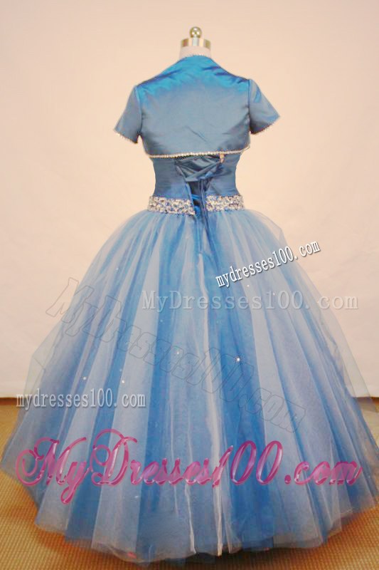 Royal Blue Spaghetti Straps Quinceanera Dress with Capelet Beading