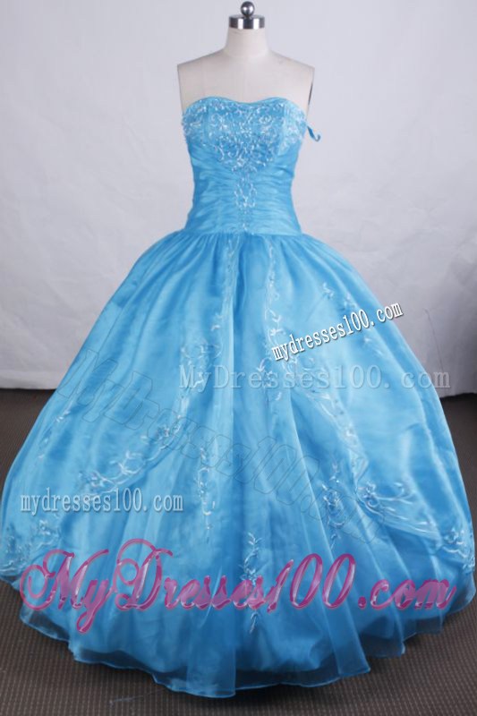 Fashionable Appliques Decorate Sweetheart Blue Quinceanera Dress