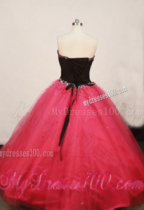 Hot Pink and Black Dress for Sweet 15 with Paillette Appliques