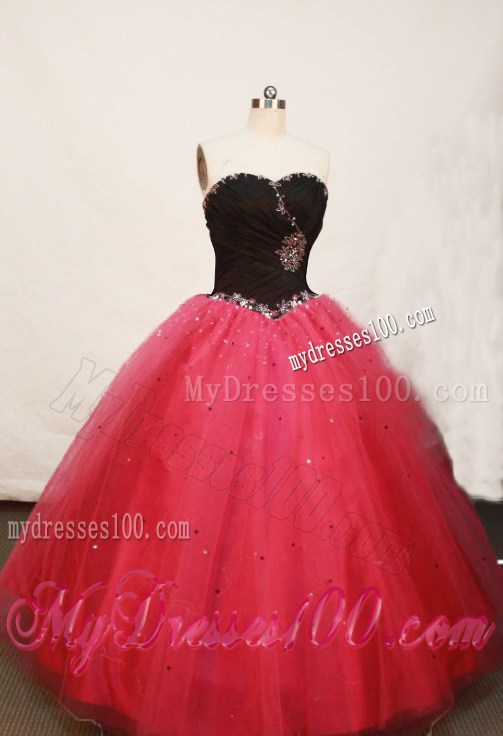 Hot Pink and Black Dress for Sweet 15 with Paillette Appliques