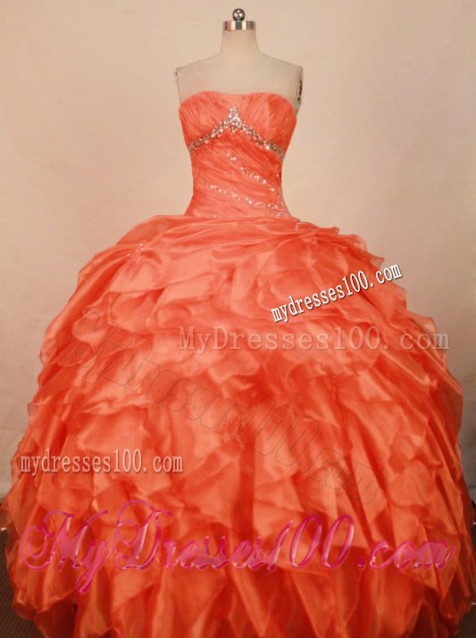 Exquisite Beading Ruffles Flamingo Quinceanera Party Dress