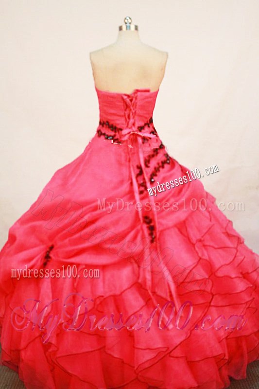 Red Ball Gown Appliques Sweetheart Layered Quinceanera Dress