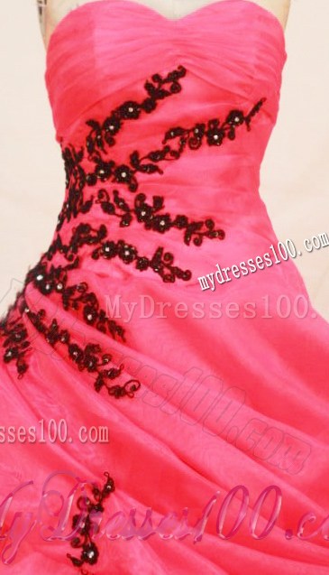 Red Ball Gown Appliques Sweetheart Layered Quinceanera Dress