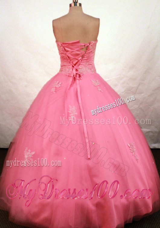 Watermelon Sweetheart Quinceanera Dresses with Beading and Appliques
