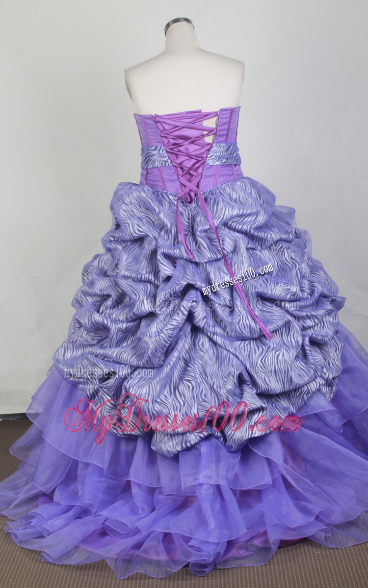 Lavender Organza and Zebra Appliques Dress for Quinceanera