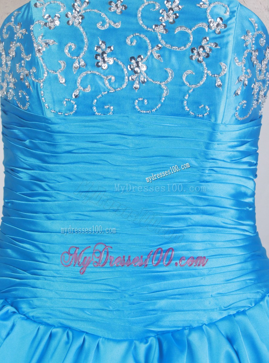 Blue Appliques Pick Ups Elegant Quinceanera Dresses for Custom Made