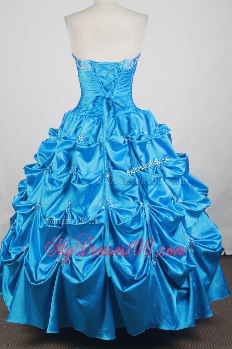 Blue Appliques Pick Ups Elegant Quinceanera Dresses for Custom Made