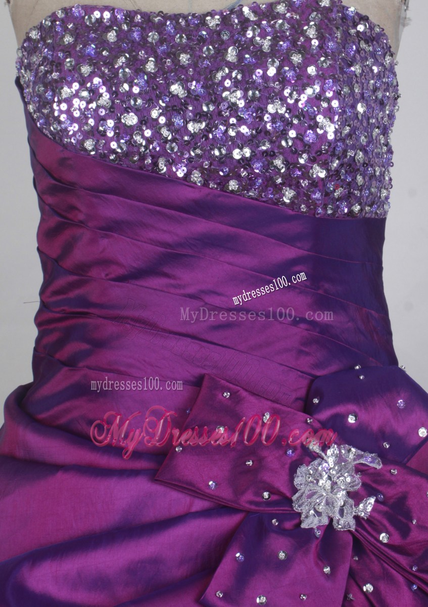 2013 Classical Dark Purple Strapless Beaded Bust Quinceanera Dress