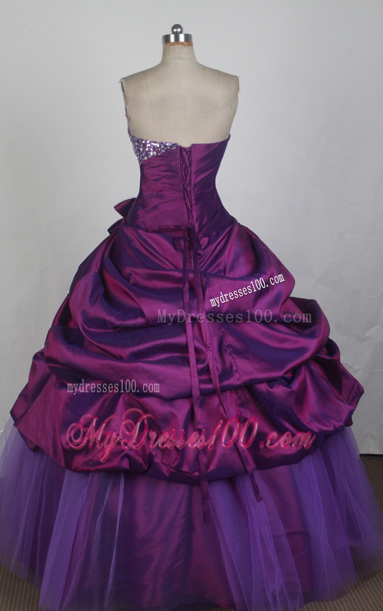 2013 Classical Dark Purple Strapless Beaded Bust Quinceanera Dress
