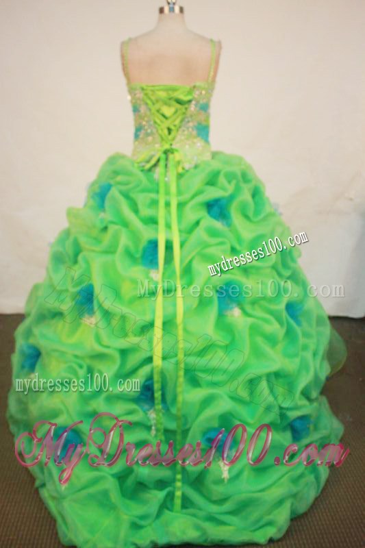 Cute Straps Green Quinceanera Dress with Appliques and Beading