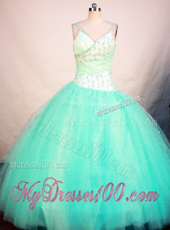 Popular Turquoise Appliques Decorated Quinceanera Dresses with Traps