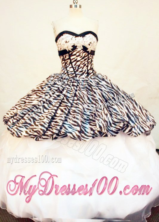 Sweetheart Floor-length Quinceanera Dress in Zebra and Organza