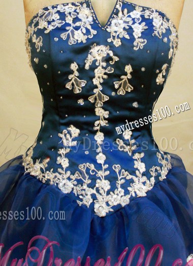 Appliques V-neck Puffy Pick-ups Sweet 16th Birthday Dress for Girls